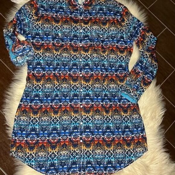 Panhandle Rough Stock western print pearl snap dress sz Large - Picture 3 of 11